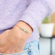 Perla ovale sfaccettata 9x7 mm - pietra semipreziosa -dorato - Amazonite x1