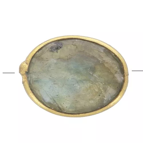 Perla ovale sfaccettata 9x7 mm - pietra semipreziosa -dorato - Labradorite x1