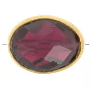 Perla ovale sfaccettata 9x7 mm -pietra semipreziosa -Dorato con oro fino - Granato x1