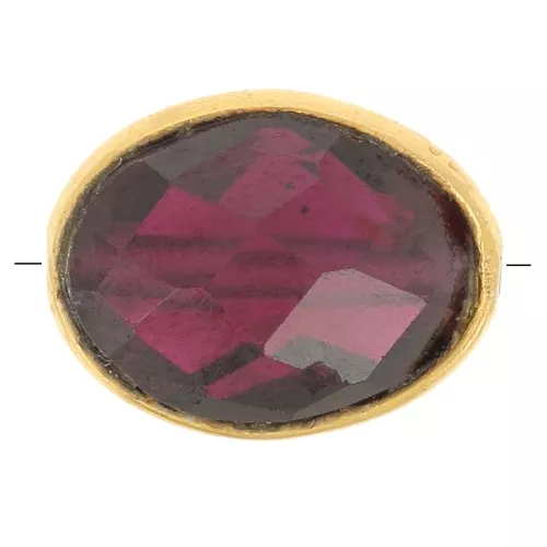 Perla ovale sfaccettata 9x7 mm -pietra semipreziosa -Dorato con oro fino - Granato x1