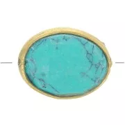 Perla ovale sfaccettata 9x7 mm imitazione pietra semipreziosa -Dorata- Turchese x1