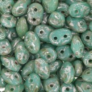 SuperDuo mm. 2.5x5 Opaque Turquoise Silver Picasso x10g|raw }}