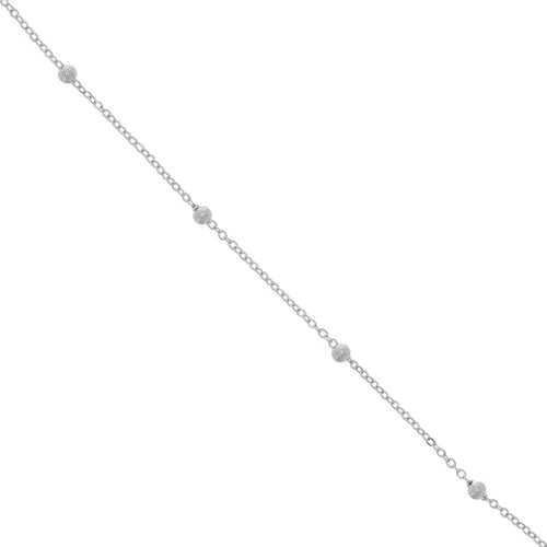 Catena decorata palline 1,7 e 3,5 mm rodiato x m. 1