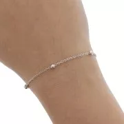 Catena decorata palline 1,7 e 3,5 mm rodiato x m. 1