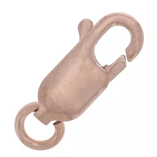 Chiusura a moschettone lunga 12 mm con anello aperto in oro rosa (oro laminato)x1
