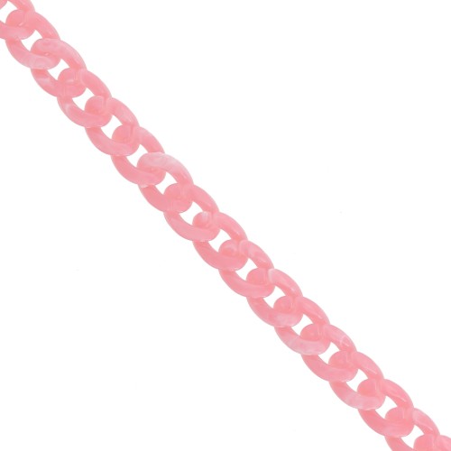 Catena acrilica Gourmette 13 mm - Rosa marmorizzato x1m