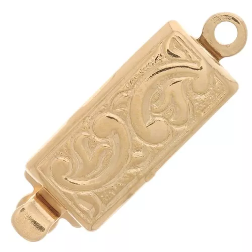 Chiusura a clip rettangolare 18x6 mm - arabesco -Dorato x1