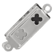 Chiusura rettangolare a clip 18x6 mm - motivo arabesco - Bronzo bianco x1