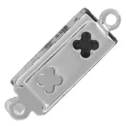 Chiusura rettangolare a clip 18x6 mm - motivo arabesco - Bronzo bianco x1