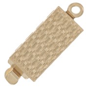 Chiusura rettangolare testurizzata a clip 18x6 mm - Dorato x1