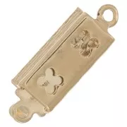 Chiusura rettangolare testurizzata a clip 18x6 mm - Dorato x1