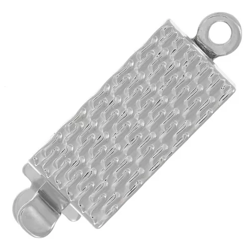 Chiusura rettangolare testurizzata a clip 18x6 mm - Rhodié x1