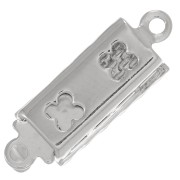 Chiusura rettangolare testurizzata a clip 18x6 mm - Rhodié x1