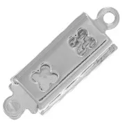 Chiusura rettangolare testurizzata a clip 18x6 mm - Rhodié x1