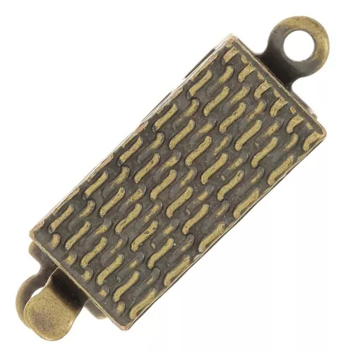 Chiusura rettangolare testurizzata a clip 18x6 mm - Bronzo x1