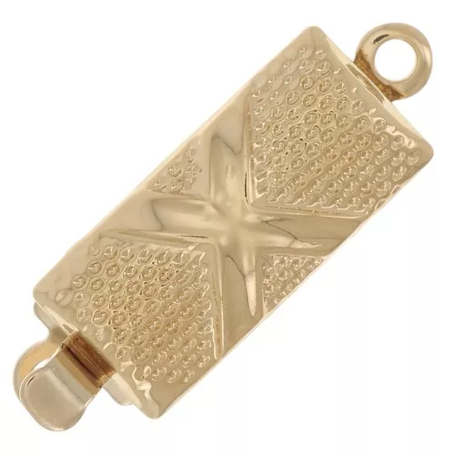 Chiusura rettangolare lavorata a clip 18x6 mm - Dorato x1