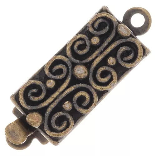 Chiusura rettangolare a clip con palline 18x6.5 mm - Bronzo x1