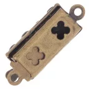 Chiusura rettangolare a clip con palline 18x6.5 mm - Bronzo x1