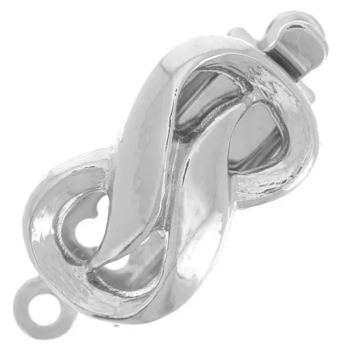 Chiusura a clip rettangolare 18x8 mm - motivo infinito - Bronzo bianco x1
