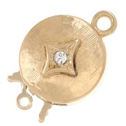 Chiusura a clip rotonda striata e strass 18x12 mm -Diamante - Dorato - Cristallo|raw }}