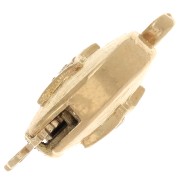 Chiusura a clip rotonda striata e strass 18x12 mm -Diamante - Dorato - Cristallo