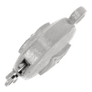 Chiusura a clip rotonda striata e strass 18x12mm - Rombo - Placcato rodio