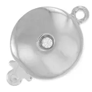 Chiusura rotondo a clip con strass 17.5x12 mm - Rodio - Cristallo x1