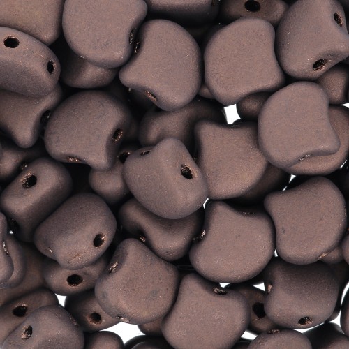 Perline in vetro Ginko Duo 2 fori 7.5x7.5 mm Dark Bronze Mat x10g