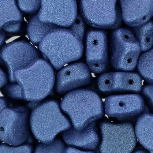 Perline in vetro Ginko Duo 2 fori 7.5x7.5 mm Metallic Suede Blue x10g
