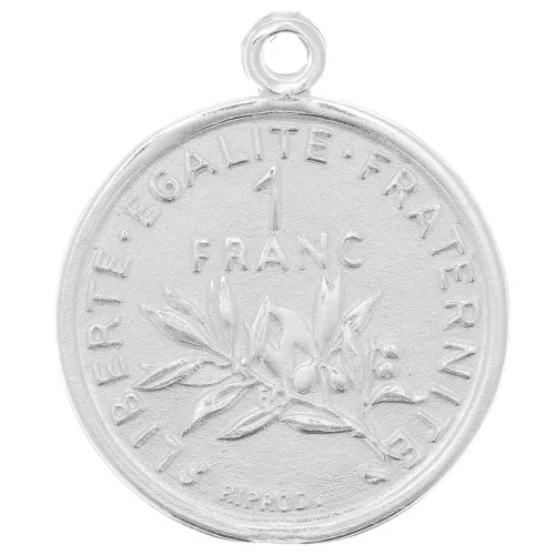 Ciondolo a forma di moneta 16mm - 1 franco - Argento 925 x1