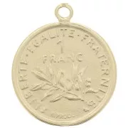Ciondolo a forma di moneta 16mm - 1 franco - Argento 925 dorato x1