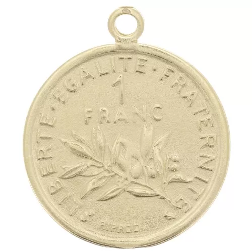 Ciondolo a forma di moneta 16mm - 1 franco - Argento 925 dorato x1