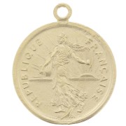 Ciondolo a forma di moneta 16mm - 1 franco - Argento 925 dorato x1