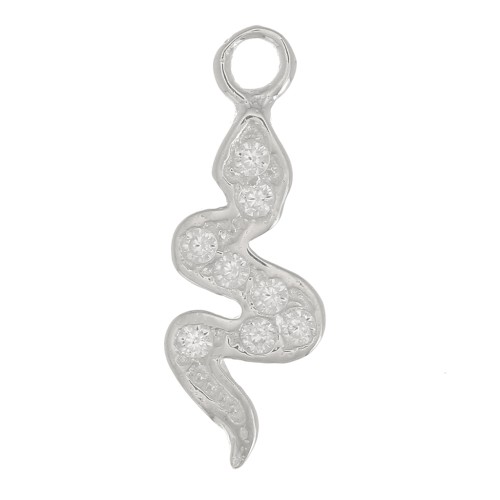Ciondolo serpente con Ossido di zirconio 15x5 mm - Argento 925 - Cristallo x1