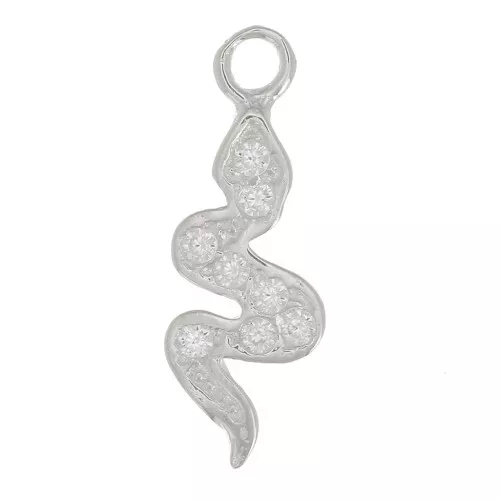 Ciondolo serpente con Ossido di zirconio 15x5 mm - Argento 925 - Cristallo x1