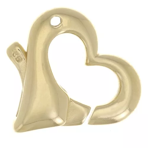 Chiusura cuore moschettone 14 mm - Argento 925 dorato x1