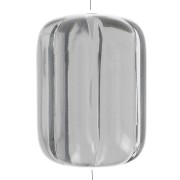 Perla tubolare striata 25x18 mm in resina trasparente - Grigio scuro x1