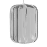 Perla tubolare striata 25x18 mm in resina trasparente - Grigio scuro x1