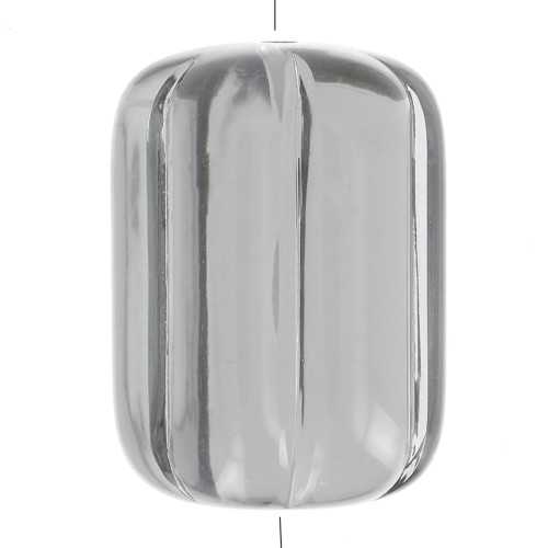 Perlina tubolare in resina opaca striata 25x18 mm - Grigio scuro x1