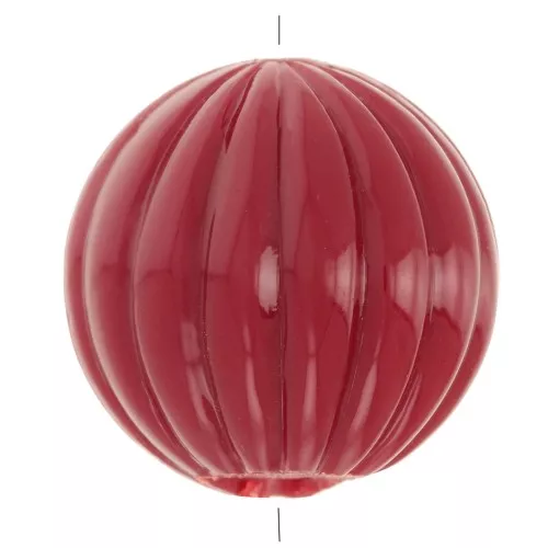 Perla tonda striata opaca in resina 14mm - rosso scuro x1