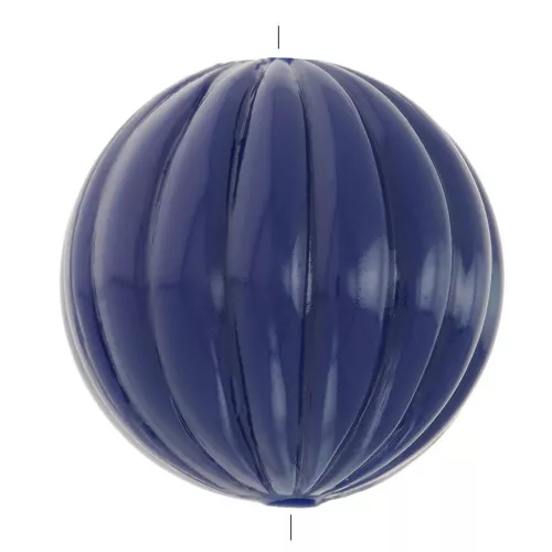 Perla tonda striata opaca in resina 14mm - blu scuro x1