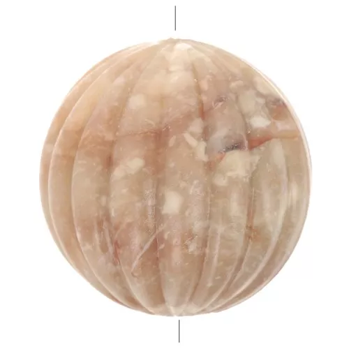 Perla tonda striata opaca in resina 16 mm - Beige marmorizzato x1