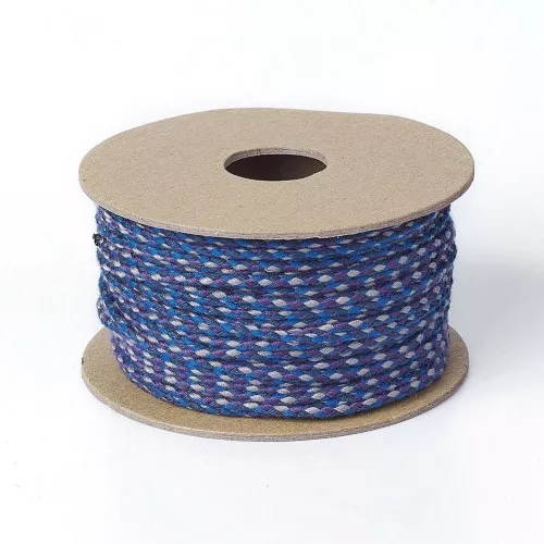 Corda di cotone intrecciata 2 mm - Marina - Cobalto - Viola - Grigio x1m