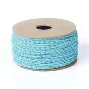 Cordoncino di cotone intrecciato 2 mm - Azzurro - Turchese - Verde chiaro x1m