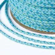 Cordoncino di cotone intrecciato 2 mm - Azzurro - Turchese - Verde chiaro x1m