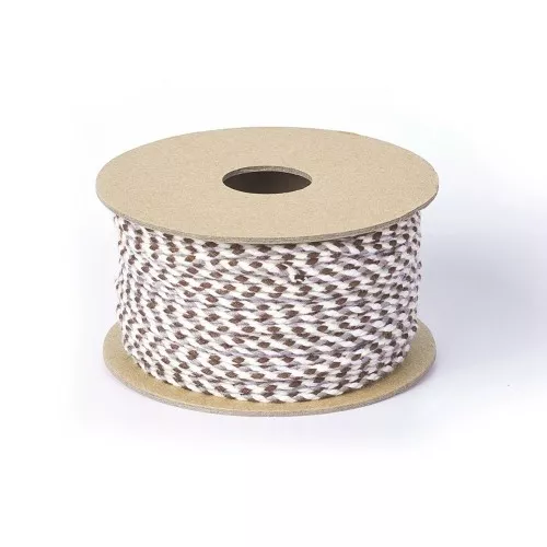 Cordone di cotone intrecciato 2 mm - Marrone - Beige - Bianco - Grigio x1m