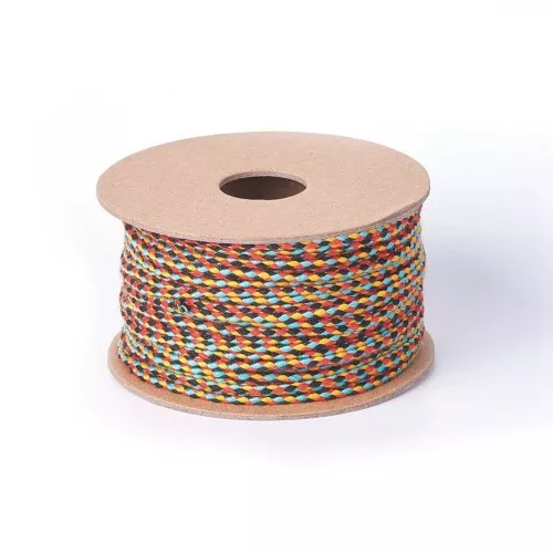 Cordone di cotone intrecciato 2 mm - Nero - Blu - Senape - Rosso x1m
