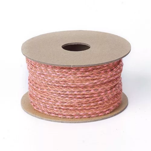 Cordone di cotone intrecciato 2 mm - Rosso - Rosa - Marrone x1m