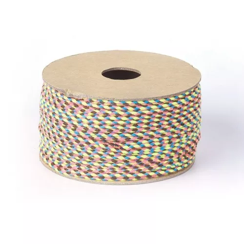 Corda di cotone intrecciato 2 mm - Giallo fluorescente - Rosa fluorescente - Marrone scuro - Blu x1m
