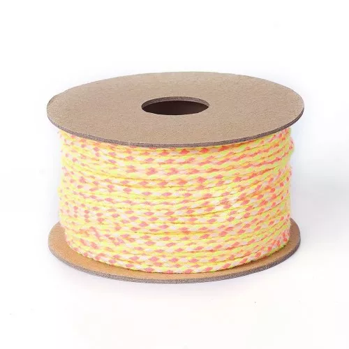 Cordone intrecciato in cotone 2 mm - Giallo fluorescente - Rosa fluorescente - Beige - Giallo x1m